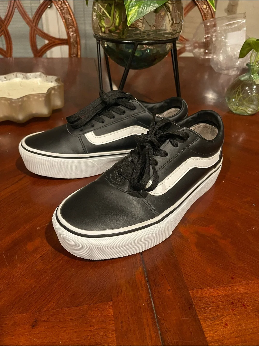 Vans Black and White Platform Old Skool Sneakers
